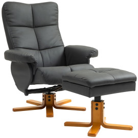 Fauteuil inclinable Aubrio avec repose-pieds pivotant similicuir Gris foncé