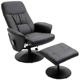 Fauteuil de massage Melay avec repose-pieds pivotant noir