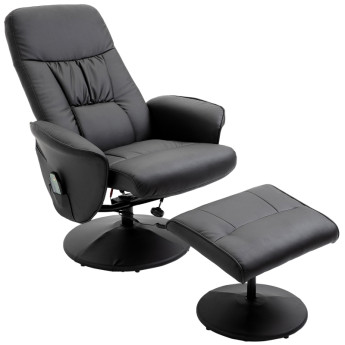 Fauteuil de massage Melay avec repose-pieds pivotant noir