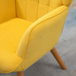 Fauteuil Zelven velours côtelé avec repose pieds bois jaune