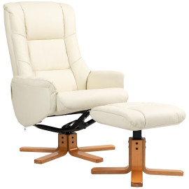 Fauteuil inclinable Feluven avec repose-pieds en similicuir crème