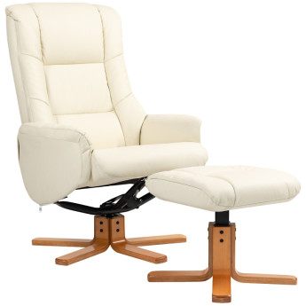 Fauteuil inclinable Feluven avec repose-pieds en similicuir crème