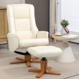 Fauteuil inclinable Feluven avec repose-pieds en similicuir crème
