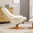 Fauteuil inclinable Feluven avec repose-pieds en similicuir crème