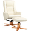Fauteuil inclinable Feluven avec repose-pieds en similicuir crème