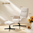 Fauteuil Eles lounge rembourré avec pouf dossier haut métal beige