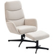 Fauteuil Eles lounge rembourré avec pouf dossier haut métal beige