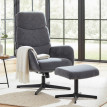 Fauteuil Berio lounge avec repose pieds dossier haut gris