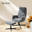 Fauteuil Berio lounge avec repose pieds dossier haut gris