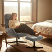 Fauteuil Berio lounge avec repose pieds dossier haut gris
