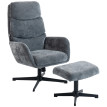 Fauteuil Berio lounge avec repose pieds dossier haut gris