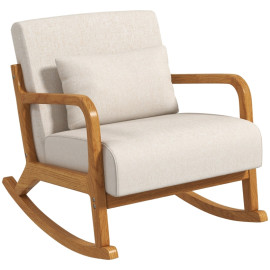 Fauteuil à bascule Marilena design rétro confort beige naturel