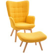 Fauteuil Auren relax côtelé avec repose-pieds jaune