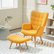 Fauteuil Auren relax côtelé avec repose-pieds jaune