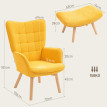 Fauteuil Auren relax côtelé avec repose-pieds jaune