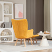 Fauteuil Auren relax côtelé avec repose-pieds jaune