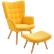 Fauteuil Auren relax côtelé avec repose-pieds jaune