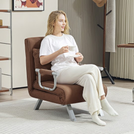 Fauteuil lit Ralarer convertible dossier réglable marron