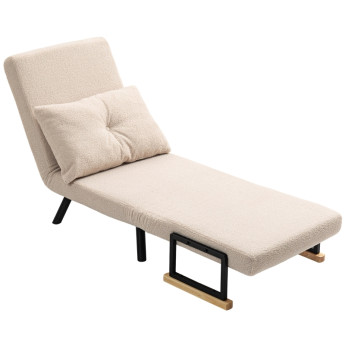 Fauteuil Convertible Helena Canapé Lit 4 en 1 Dossier Réglable Beige
