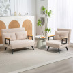 Fauteuil Convertible Helena Canapé Lit 4 en 1 Dossier Réglable Beige