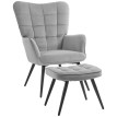 Fauteuil de relaxation Galos avec repose-pieds velours gris