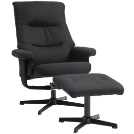 Fauteuil Palena inclinable pivotant avec repose pieds velours noir