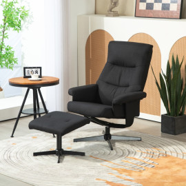 Fauteuil Palena inclinable pivotant avec repose pieds velours noir