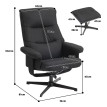 Fauteuil Palena inclinable pivotant avec repose pieds velours noir