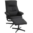 Fauteuil Palena inclinable pivotant avec repose pieds velours noir