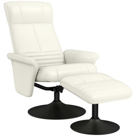 Fauteuil TV Jaria inclinable pivotant repose-pieds microfibre Blanc crème
