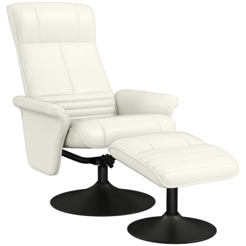 Fauteuil TV Jaria inclinable pivotant repose-pieds microfibre Blanc crème