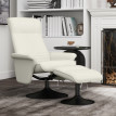 Fauteuil TV Jaria inclinable pivotant repose-pieds microfibre Blanc crème