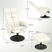 Fauteuil TV Jaria inclinable pivotant repose-pieds microfibre Blanc crème