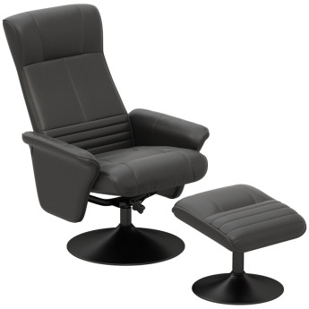 Fauteuil Valis relax rotatif repose pieds microfibre noir