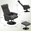 Fauteuil Valis relax rotatif repose pieds microfibre noir
