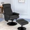 Fauteuil Valis relax rotatif repose pieds microfibre noir
