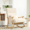 Fauteuil à bascule Orine rocking chair tissu effet lin coussin lombaire beige