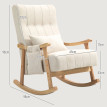 Fauteuil à bascule Orine rocking chair tissu effet lin coussin lombaire beige