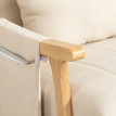 Fauteuil à bascule Orine rocking chair tissu effet lin coussin lombaire beige