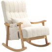 Fauteuil à bascule Orine rocking chair tissu effet lin coussin lombaire beige