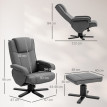 Fauteuil relaxant Jararas pivotant inclinable gris