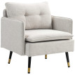Fauteuil Delrio scandinave capitonné tissu effet lin crème