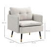 Fauteuil Delrio scandinave capitonné tissu effet lin crème
