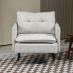 Fauteuil Delrio scandinave capitonné tissu effet lin crème