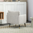 Fauteuil Delrio scandinave capitonné tissu effet lin crème
