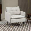 Fauteuil Delrio scandinave capitonné tissu effet lin crème