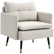 Fauteuil Delrio scandinave capitonné tissu effet lin crème