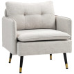 Fauteuil Delrio scandinave capitonné tissu effet lin crème