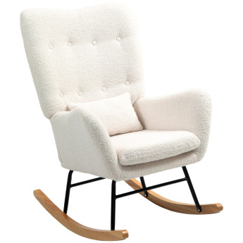 Fauteuil à Bascule Coren fauteuil bascule peluche coussin lombaire crème