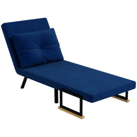 Fauteuil-lit Lorier convertible inclinable velours bleu